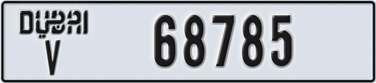 dubai License Plate Number 68785 Code V