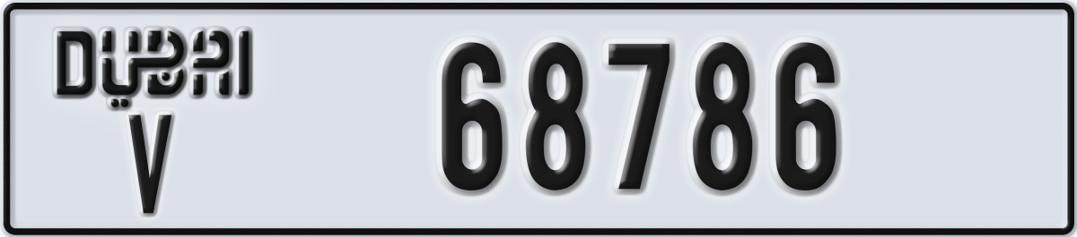 dubai License Plate Number 68786 Code V
