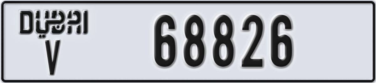 dubai License Plate Number 68826 Code V