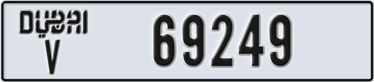 dubai License Plate Number 69249 Code V