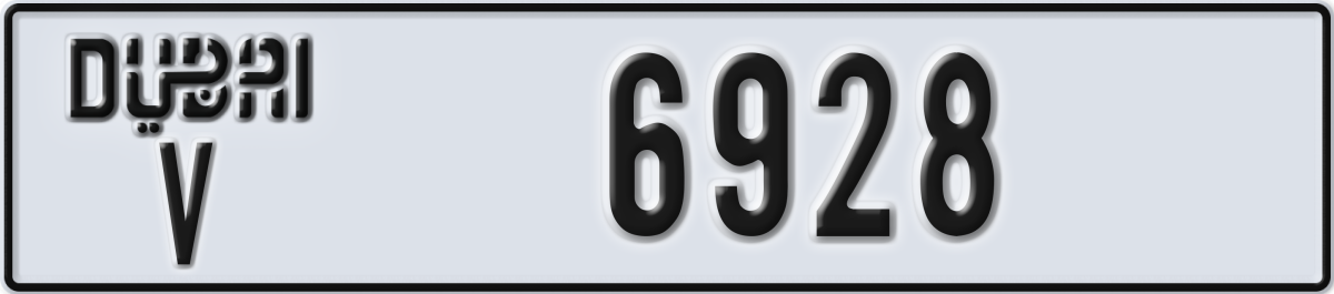 dubai License Plate Number 6928 Code V