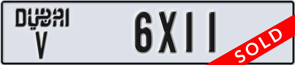 dubai License Plate Number 6X11 Code V