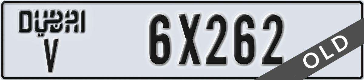 dubai License Plate Number 6X262 Code V