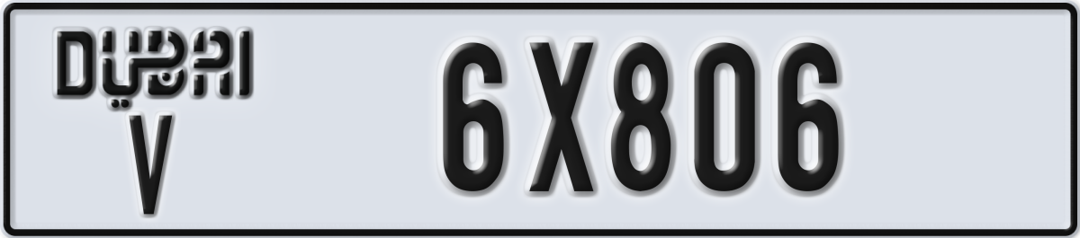 dubai License Plate Number 6X806 Code V