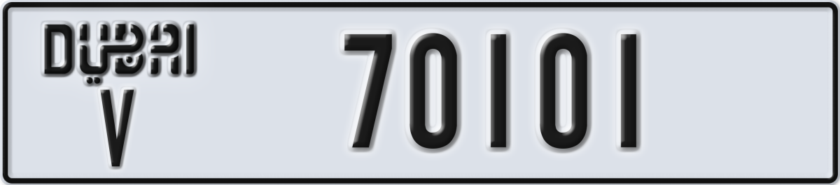 dubai License Plate Number 70101 Code V