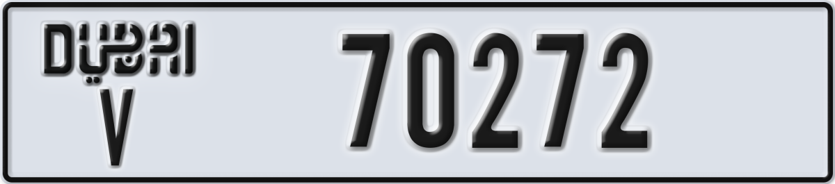 dubai License Plate Number 70272 Code V