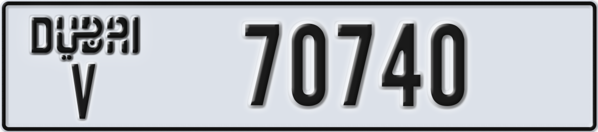 dubai License Plate Number 70740 Code V