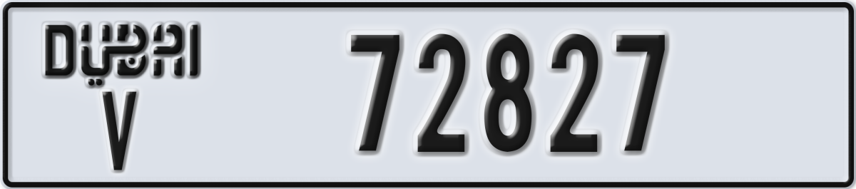 dubai License Plate Number 72827 Code V