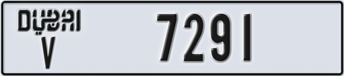 dubai License Plate Number 7291 Code V