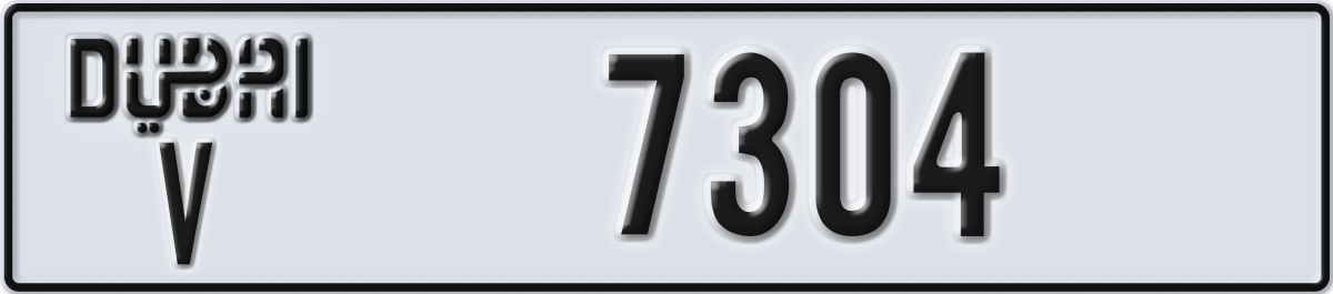 dubai License Plate Number 7304 Code V