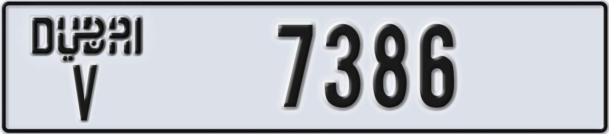 dubai License Plate Number 7386 Code V