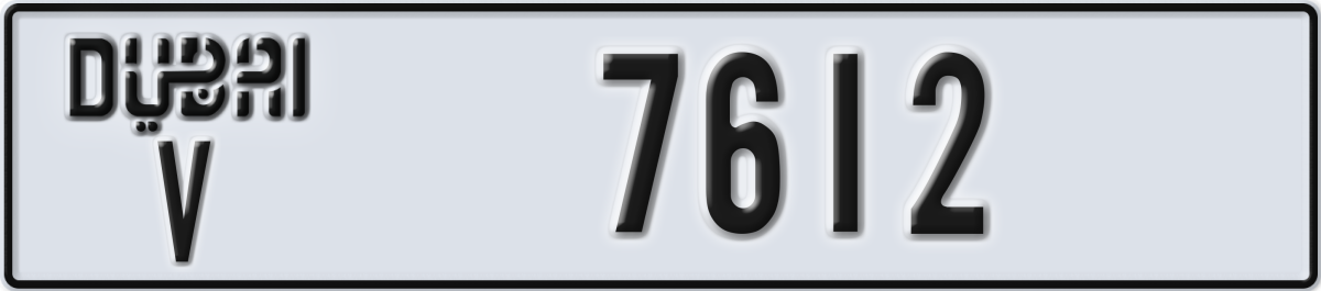 dubai License Plate Number 7612 Code V