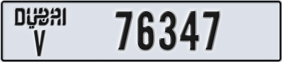 dubai License Plate Number 76347 Code V