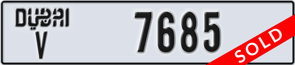 dubai License Plate Number 7685 Code V
