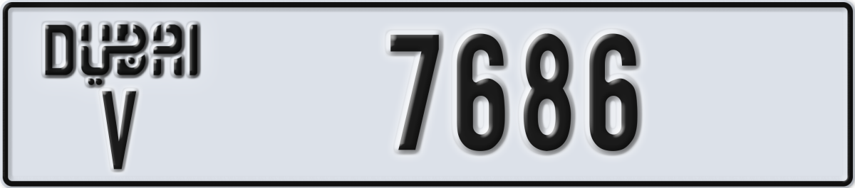 dubai License Plate Number 7686 Code V