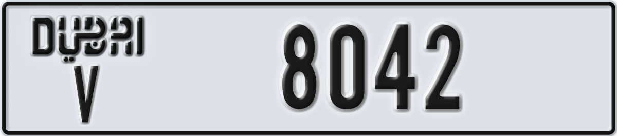 dubai License Plate Number 8042 Code V
