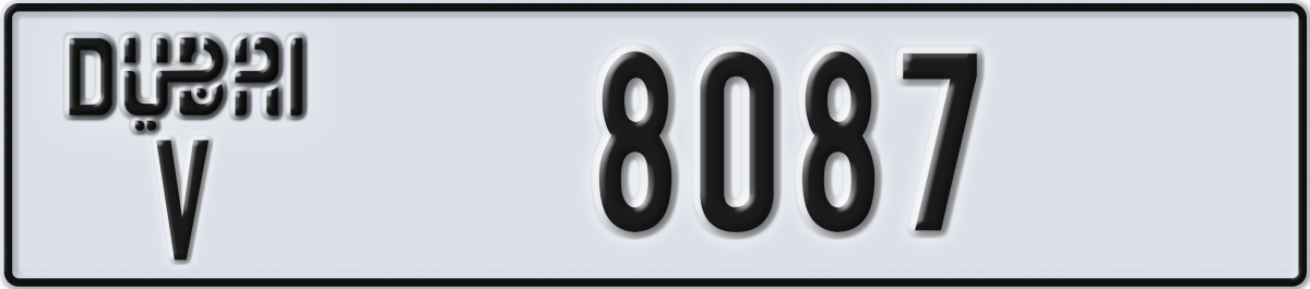 dubai License Plate Number 8087 Code V