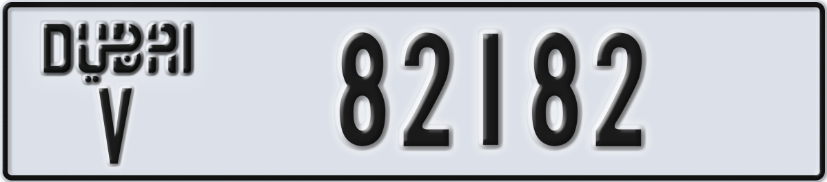 dubai License Plate Number 82182 Code V