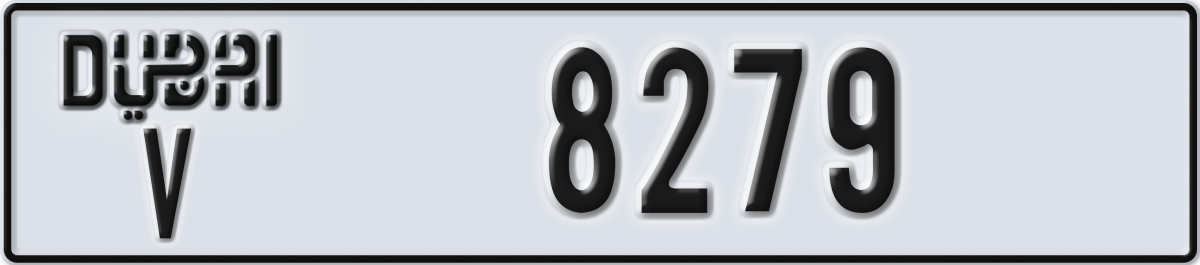 dubai License Plate Number 8279 Code V