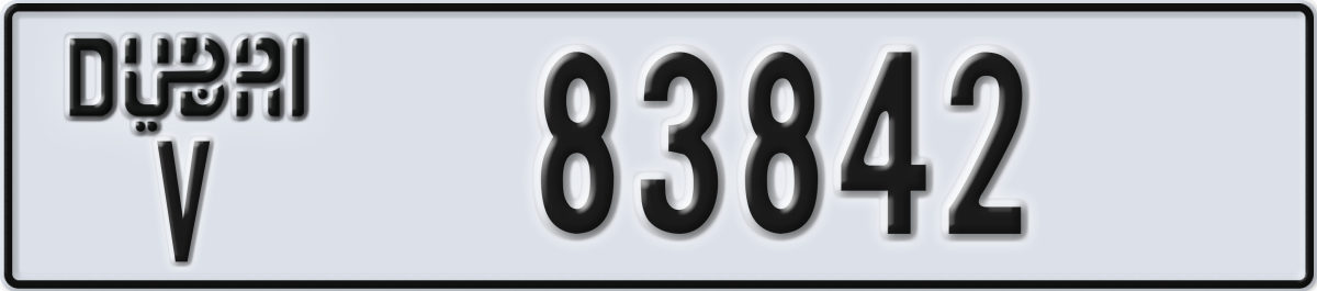 dubai License Plate Number 83842 Code V