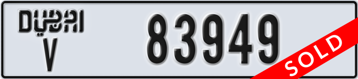 dubai License Plate Number 83949 Code V