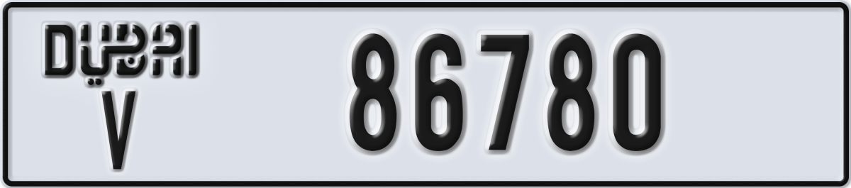 dubai License Plate Number 86780 Code V