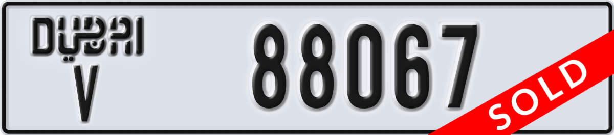dubai License Plate Number 88067 Code V