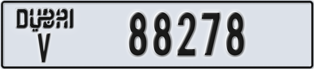 dubai License Plate Number 88278 Code V
