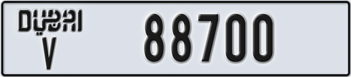dubai License Plate Number 88700 Code V