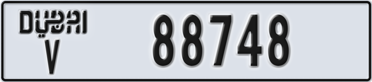 dubai License Plate Number 88748 Code V
