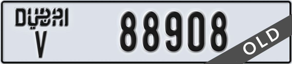 dubai License Plate Number 88908 Code V