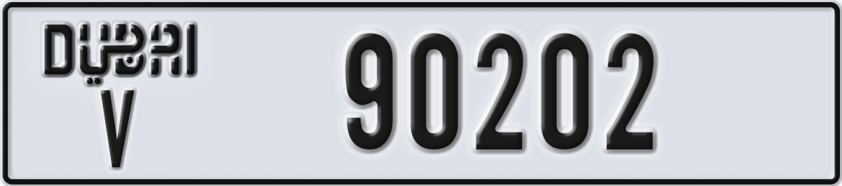 dubai License Plate Number 90202 Code V