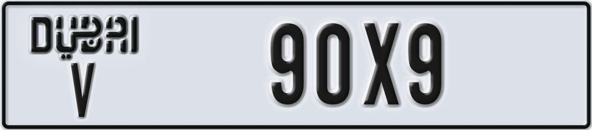 dubai License Plate Number 90X9 Code V