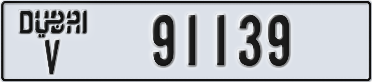 dubai License Plate Number 91139 Code V