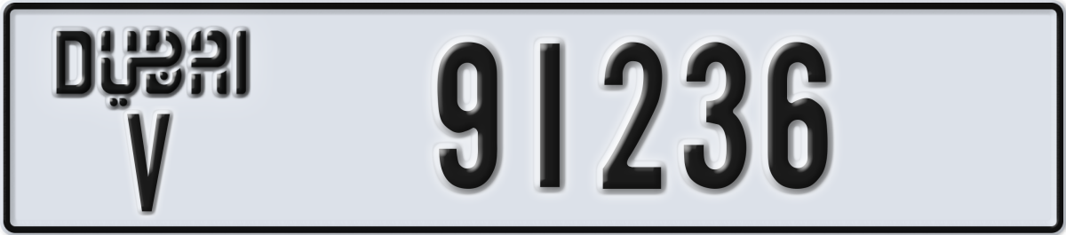 dubai License Plate Number 91236 Code V