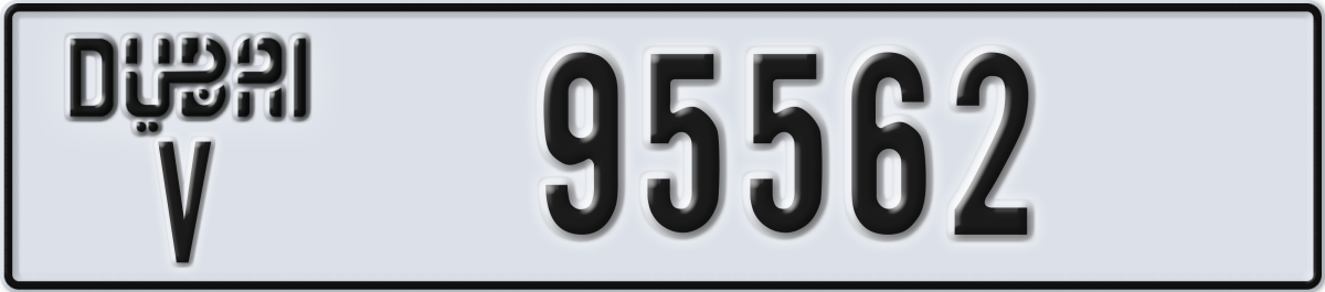 dubai License Plate Number 95562 Code V