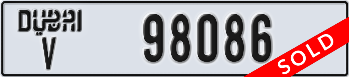 dubai License Plate Number 98086 Code V