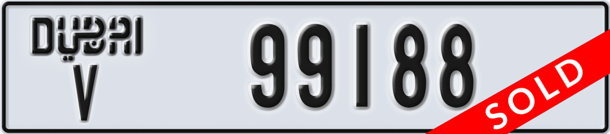 dubai License Plate Number 99188 Code V
