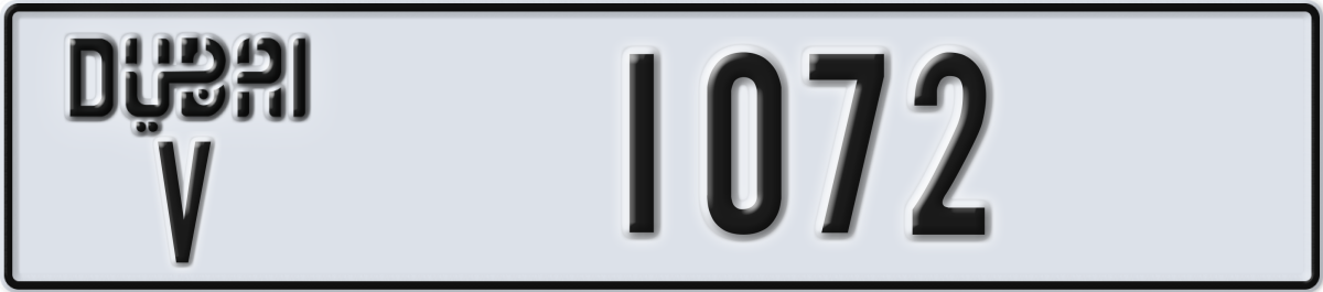dubai License Plate Number 1072 Code V