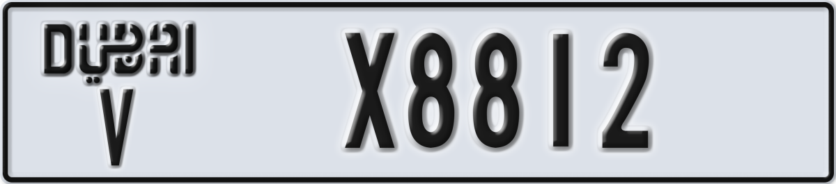 dubai License Plate Number X8812 Code V