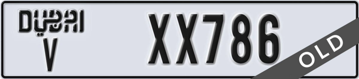 dubai License Plate Number XX786 Code V