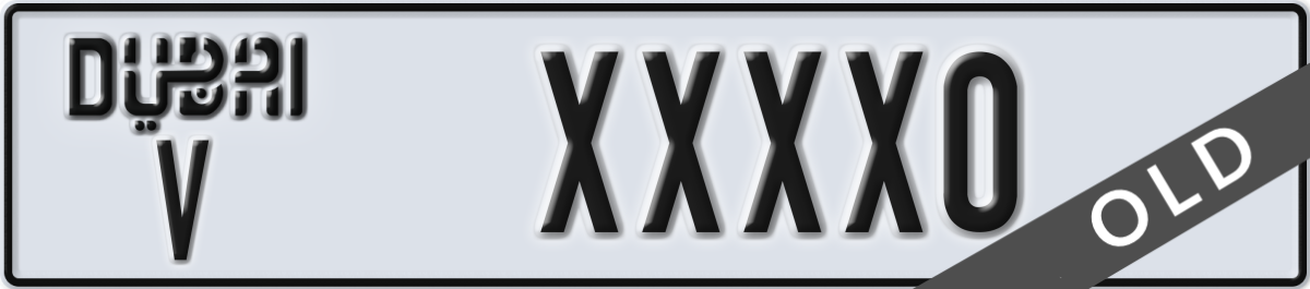 dubai License Plate Number XXXX0 Code V