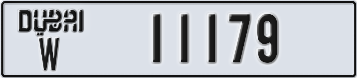 dubai License Plate Number 11179 Code W
