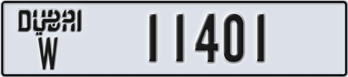 dubai License Plate Number 11401 Code W