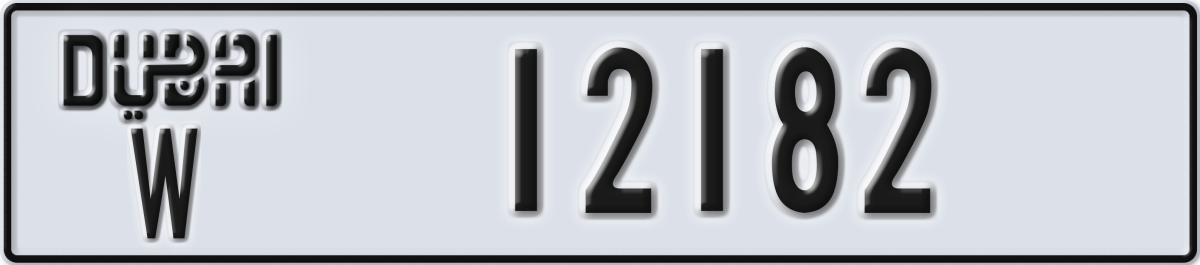 dubai License Plate Number 12182 Code W