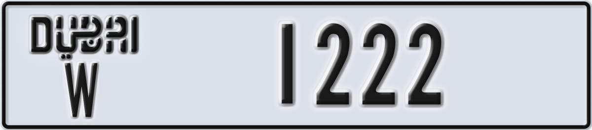 dubai License Plate Number 1222 Code W