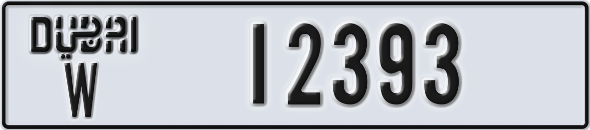 dubai License Plate Number 12393 Code W