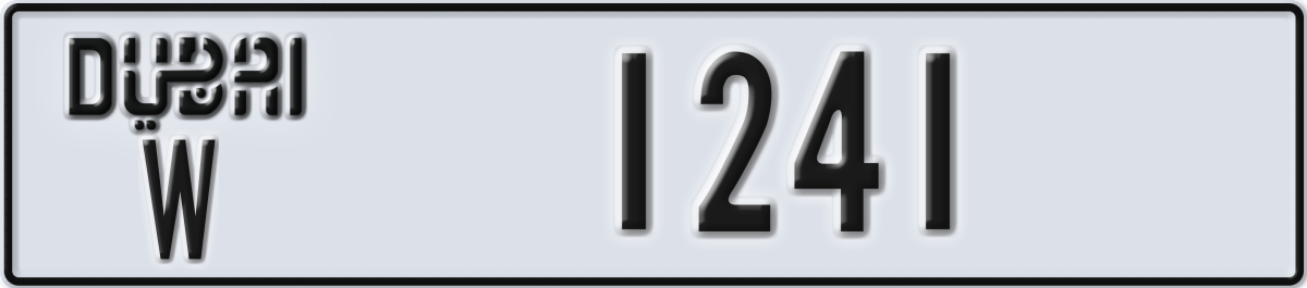 dubai License Plate Number 1241 Code W