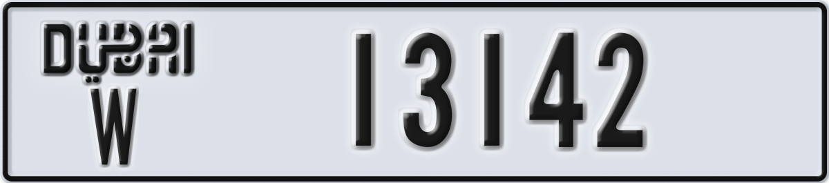 dubai License Plate Number 13142 Code W
