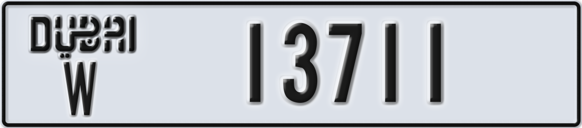 dubai License Plate Number 13711 Code W